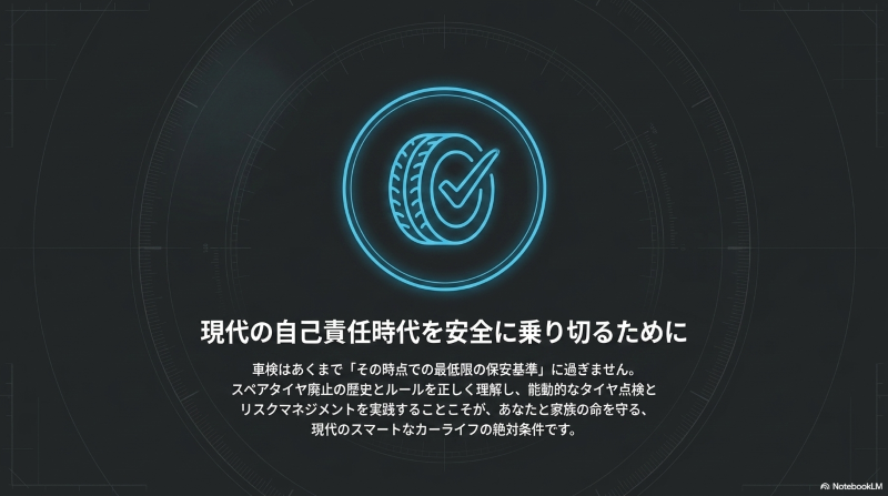 安全に乗り切るために	
スペアタイヤ廃止の歴史を理解し、スマートなカーライフを送るためのまとめアイコン