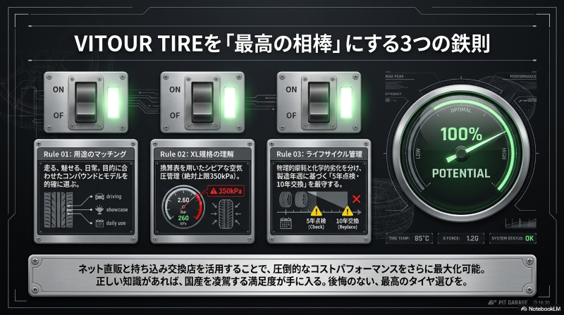 用途のマッチング、XL規格の理解、ライフサイクル管理(5年点検・10年交換)の3つの鉄則