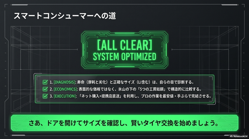 寿命診断、工賃総額の比較、ネット購入+提携店直送の活用による賢いタイヤ交換の手順まとめ